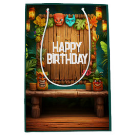 Tiki Luau Hawaiian Tropical Island Beach Geburtsta Mittlere Geschenktüte
