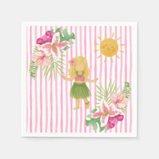 Tiki-Luau-Party, Hawaii-Geburtstag, Hula-Mädchen Serviette