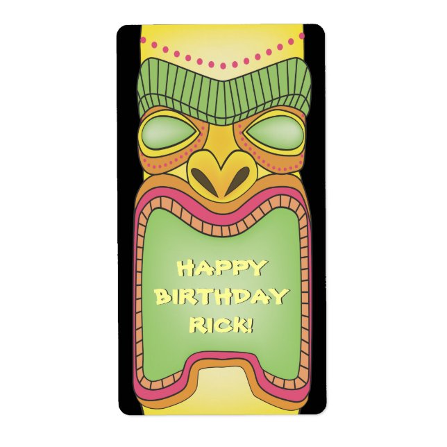 Tiki Luau Summer Tropical Birthday Stickers Labels (Vorne)