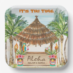 Tiki Luau Tropical Beach Island Surf Pappteller