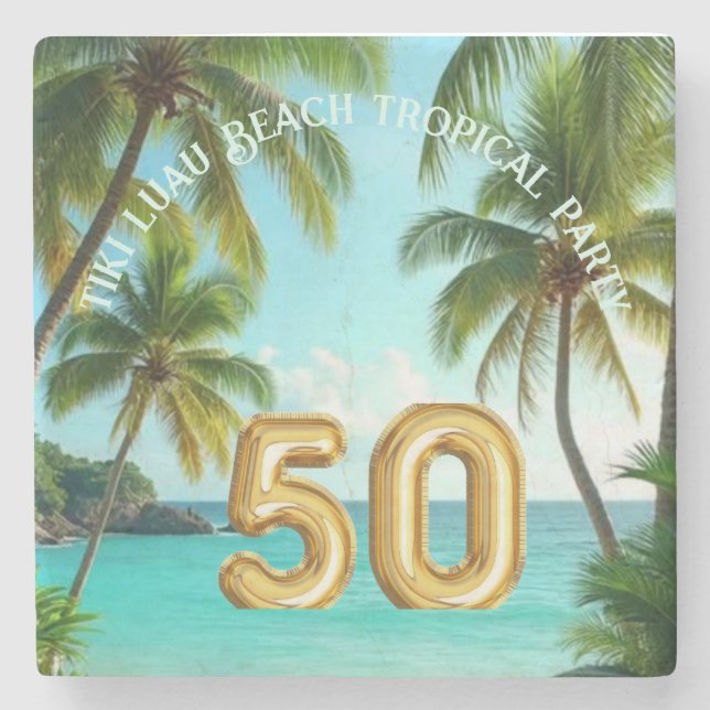 tiki luau tropical beach party  steinuntersetzer (Vorderseite)