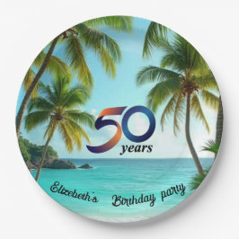 tiki luau tropical beach partyPaper Plate Pappteller