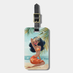 Tiki-Mädchen-Tropenurlaub-Gepäckanhänger Gepäckanhänger