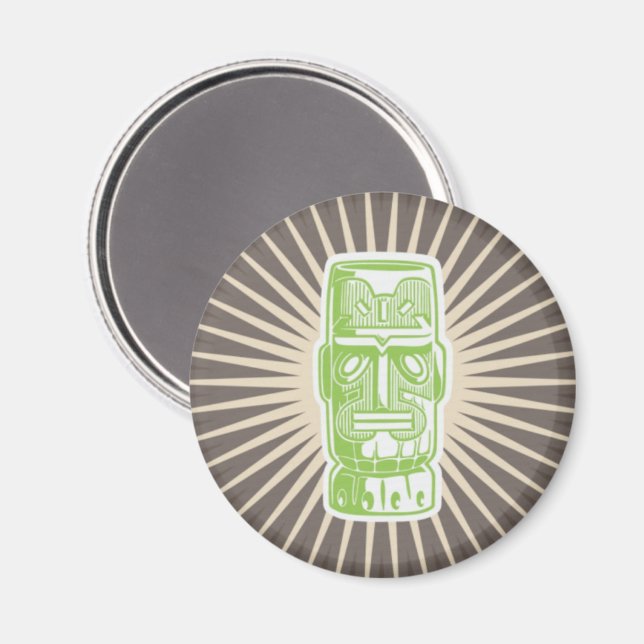 Tiki Man Green Magnet (Vorderseite/Rückseite)