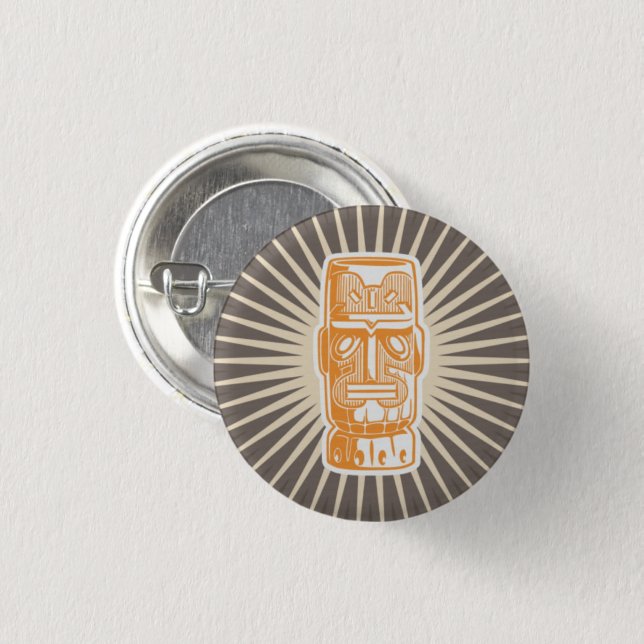 Tiki Man Orange Knopf Button (Vorne & Hinten)