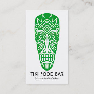 Tiki Mask - grün auf Weiß Visitenkarte