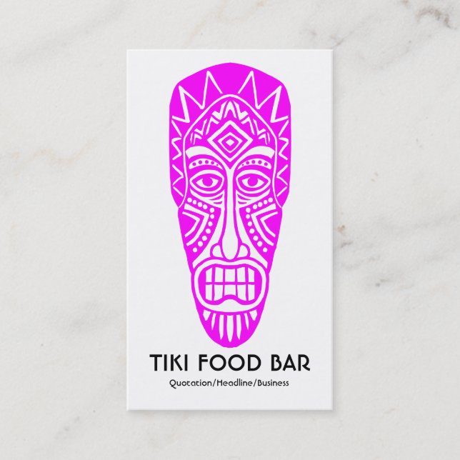 Tiki Mask - Magenta on White Visitenkarte (Vorderseite)