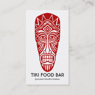 Tiki Mask - Ruby Red on White Visitenkarte