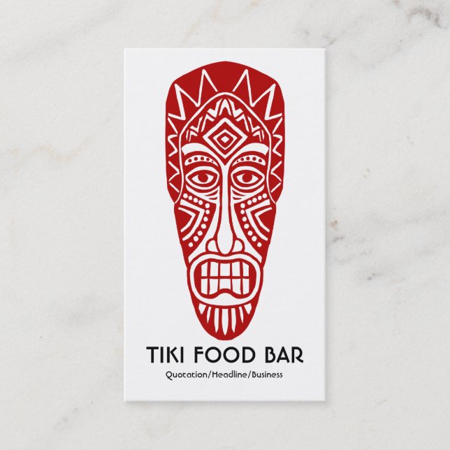 Tiki Mask - Ruby Red on White Visitenkarte (Vorderseite)