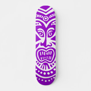 Tiki Mask Style - Lila auf Holz Skateboard