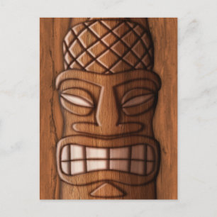 Tiki-Maske aus Holz Postkarte