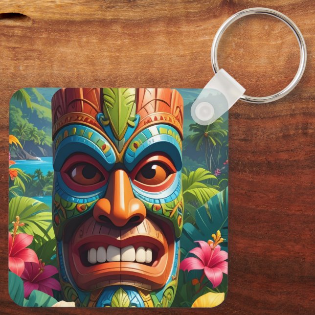 Tiki-Maske Schlüsselanhänger (Rückseite)