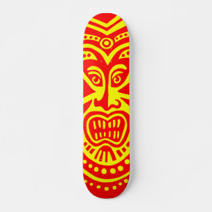 Tiki Maske Style - Rot auf Gelb Skateboard