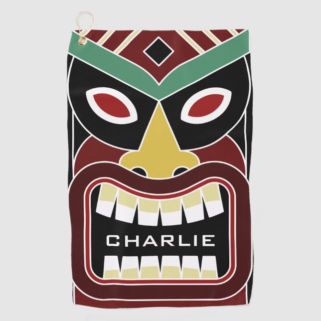Tiki Masken-Name-Golftuch Golfhandtuch (Vorderseite)