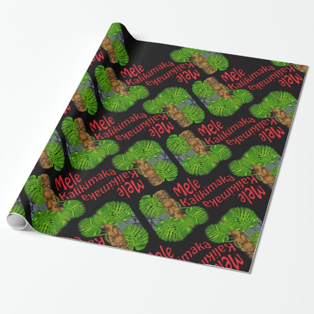 Tiki Mele Kalikimaka WeihnachtsPackpapier Geschenkpapier (Ungerollt)