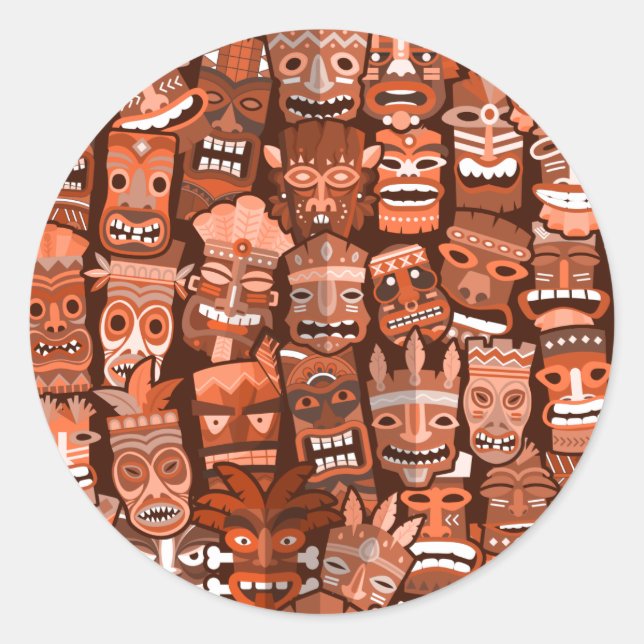 TIKI Muster 3 Runder Aufkleber (Vorderseite)