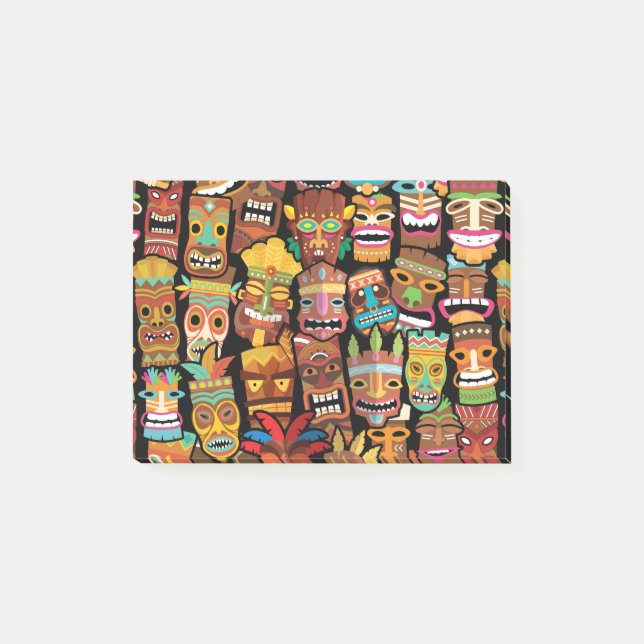 TIKI-Muster 4 Post-it Klebezettel (Vorderseite)