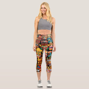 TIKI Muster 5 Capri Leggings