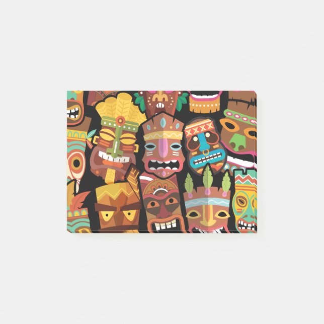 TIKI-Muster 5 Post-it Klebezettel (Vorderseite)
