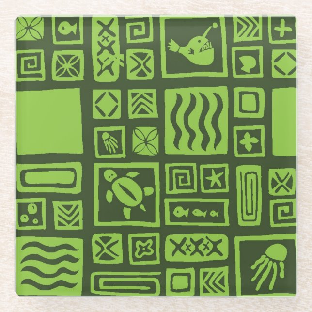Tiki-Muster Glasuntersetzer (Vorderseite)