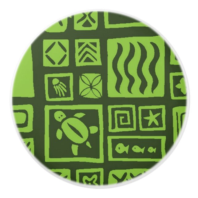 Tiki Muster Keramikknauf (Vorderseite)