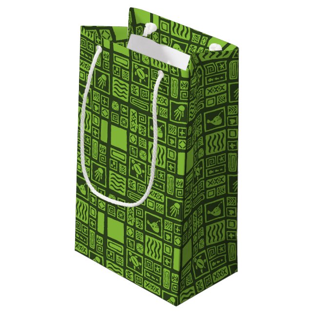 Tiki Muster Kleine Geschenktüte (Rückseite Schrägansicht)