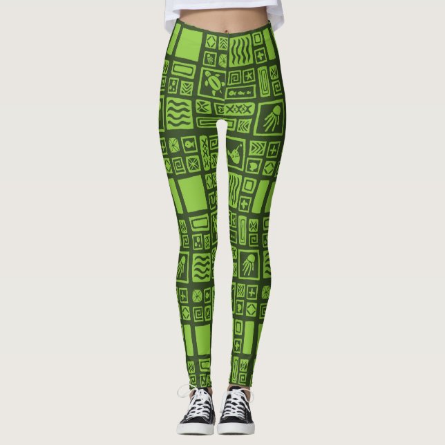 Tiki Muster Leggings (Vorderseite)