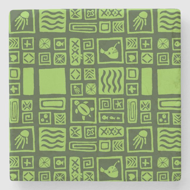 Tiki-Muster Steinuntersetzer (Vorderseite)