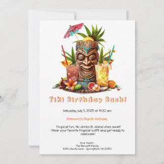 Tiki Party Birthday Invitation – Tropical Luau Einladung