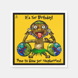 Tiki Party Funny Design on Yellow (Personalisiert) Serviette