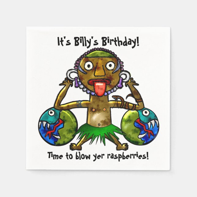 Tiki Party Funny Design (Personalisiert) Serviette (Vorderseite)