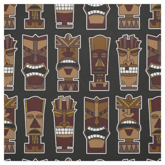Tiki Party-Gewebe Brown und Schwarzes Stoff (Muster)
