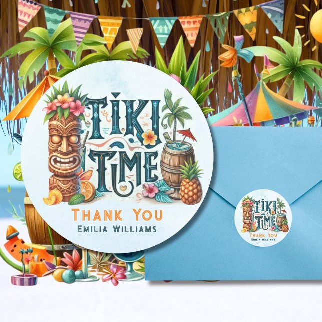 TIKI Party Personalisierte Gefälligkeitsumschlag Runder Aufkleber (Von Creator hochgeladen)