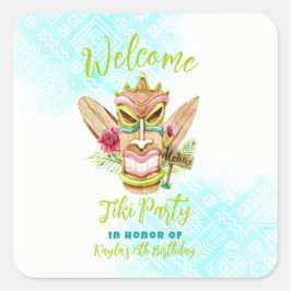 Tiki Party Quadratischer Aufkleber