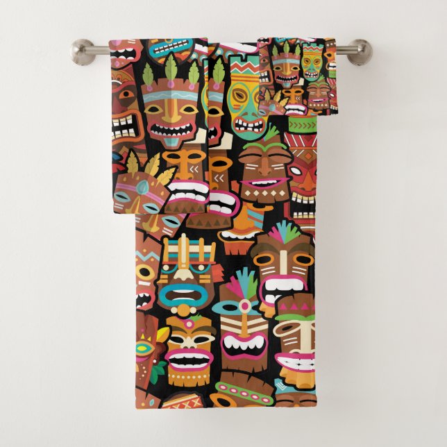 Tiki Pattern Badhandtuch Set (Insitu)
