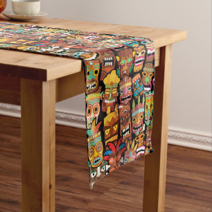 Tiki Pattern Großer Tischläufer