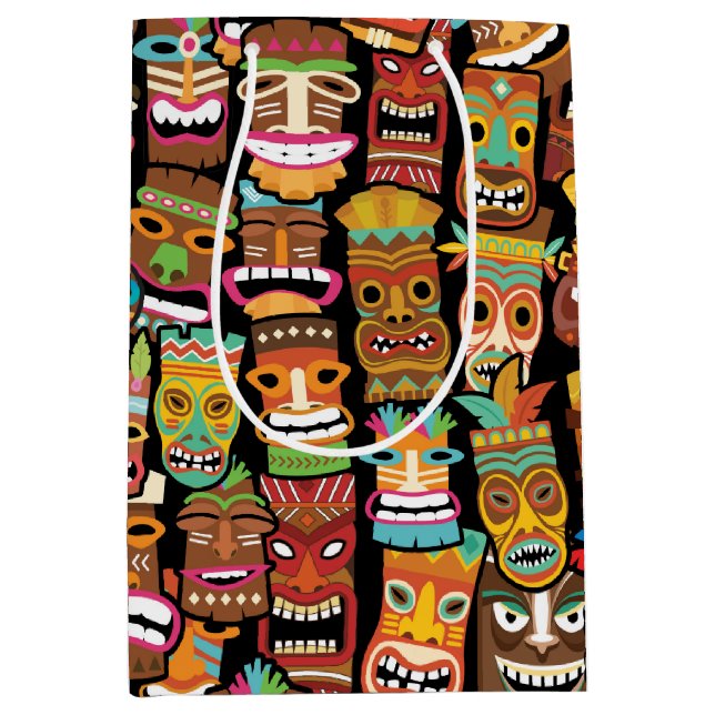 Tiki Pattern Mittlere Geschenktüte (Vorderseite)