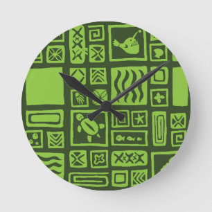 Tiki Pattern Runde Wanduhr