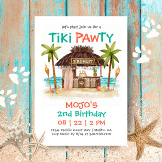 Tiki Pawty Tropical Beach Dog Party Einladung