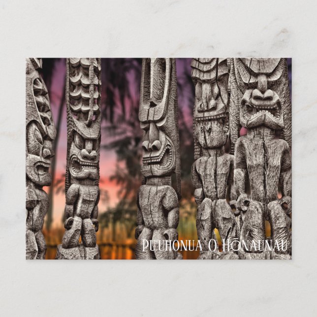 Tiki Stammesrat mit dramatischem Himmel, Postkarte (Vorderseite)
