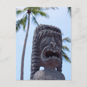 Tiki Statue in Kona, Hawaii - Postkarte
