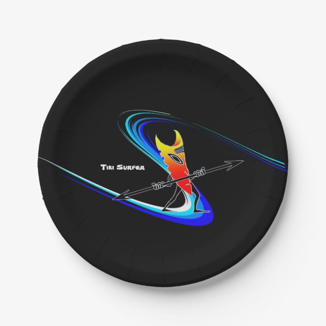 Tiki Surfer Pappteller (Vorderseite)