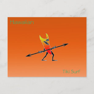 Tiki Surfer rot und gelb Postkarte