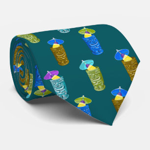 Tiki Tasse Tropische Getränke, beidseitig bedruckt Krawatte