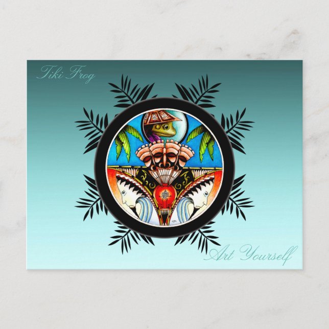 Tiki Tattoo Frog Postkarte (Vorderseite)