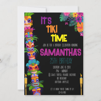 Tiki Time Birthday Party Einladung