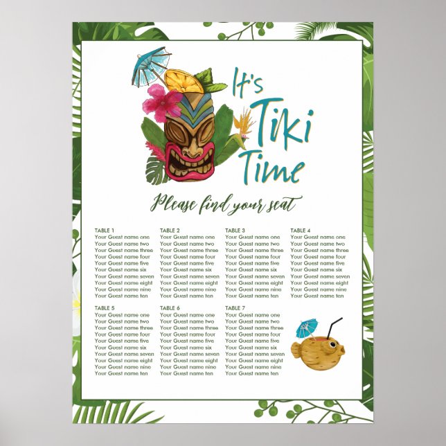 Tiki Time Luau Summer Beach Wedding Poster (Vorne)