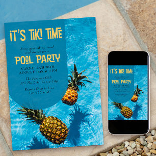 Tiki Time Pool Party 30. Geburtstag oder Geburtsta Einladung