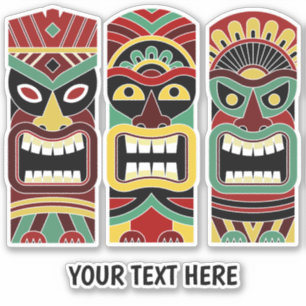 Tiki Totems Aufkleber für benutzerdefinierten Text