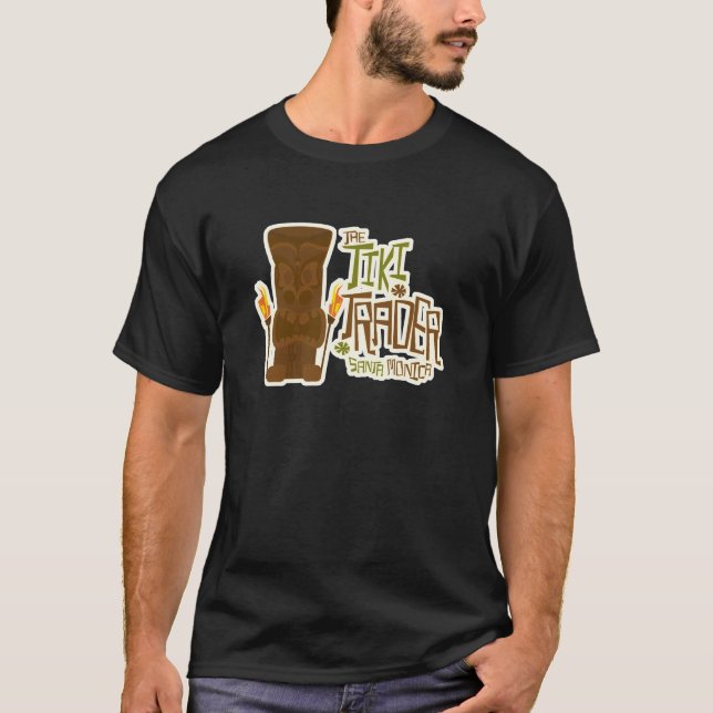 Tiki Trader Fun Tropical Restaurant Logo Design T-Shirt (Vorderseite)